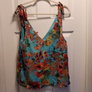 Willow & Clay Floral Sleeveless Top - Multicolor Sz Med